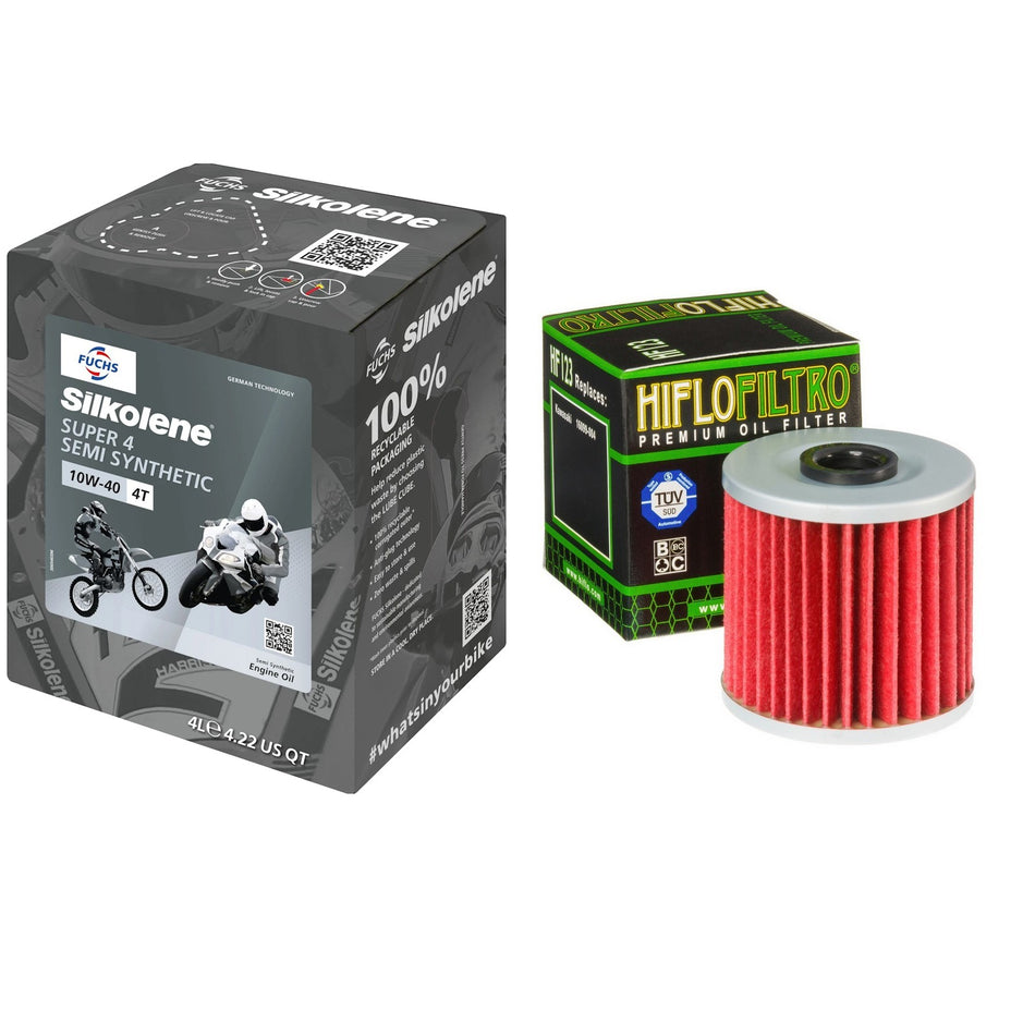 Silkolene Super4 10w40 4L Oil & HF123 Oil Filter Kit