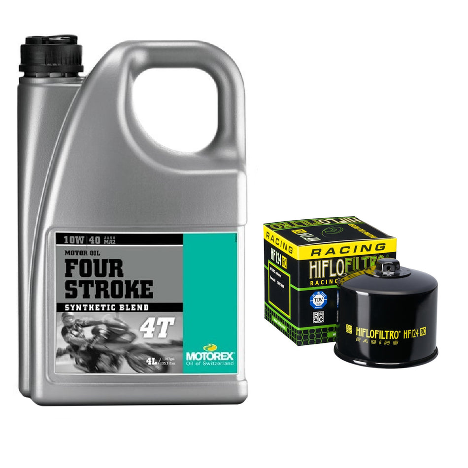 Motorex Four Stroke 10w40 4L Oil & HF124RC Oil Filter Kit