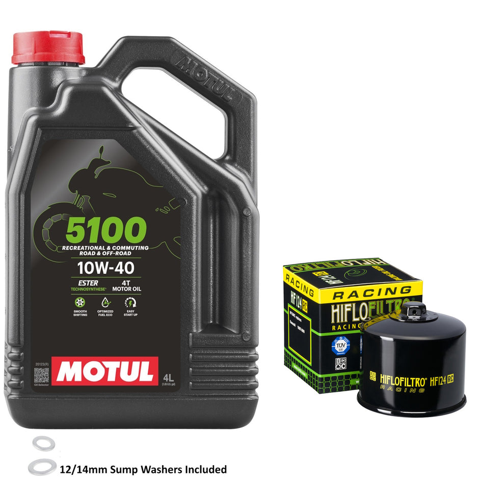Motul 5100 10w40 4L Oil & HF124RC Oil Filter Kit
