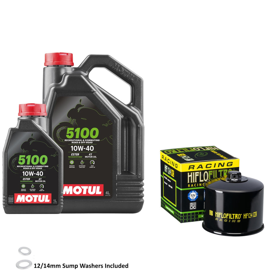 Motul 5100 10w40 5L Oil & HF124RC Oil Filter Kit