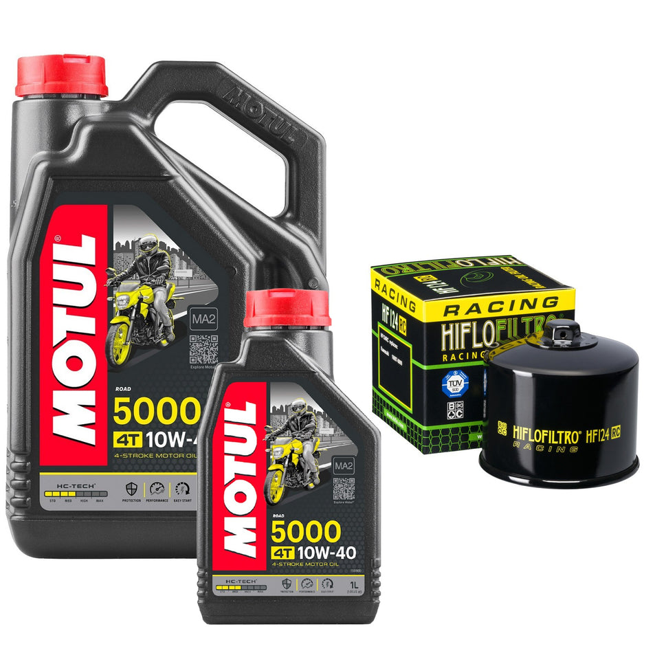 Motul 5000 10w40 5L Oil & HF124RC Oil Filter Kit