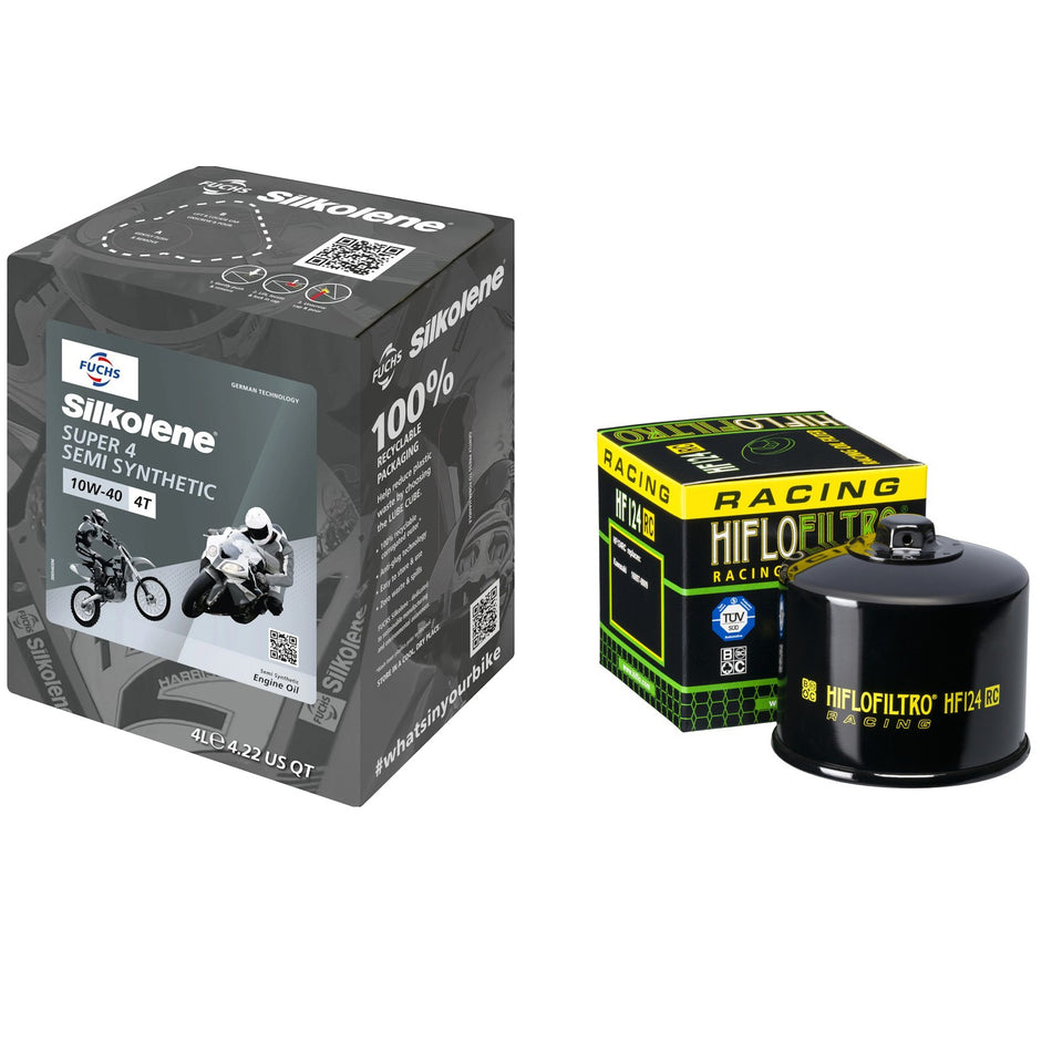 Silkolene Super4 10w40 4L Oil & HF124RC Oil Filter Kit