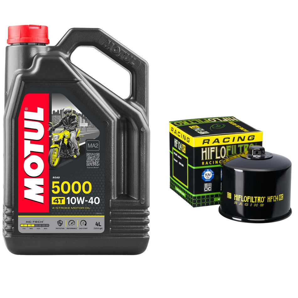 Motul 5000 10w40 4L Oil & HF124RC Oil Filter Kit