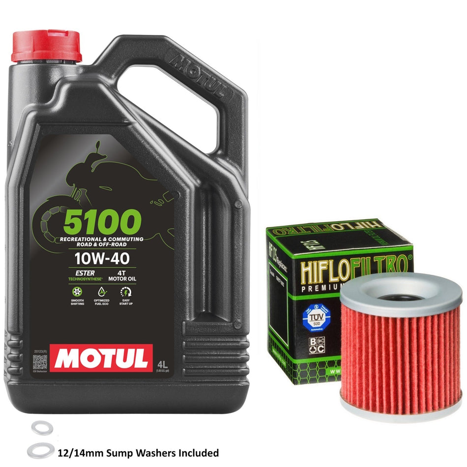 Motul 5100 10w40 4L Oil & HF125 Oil Filter Kit