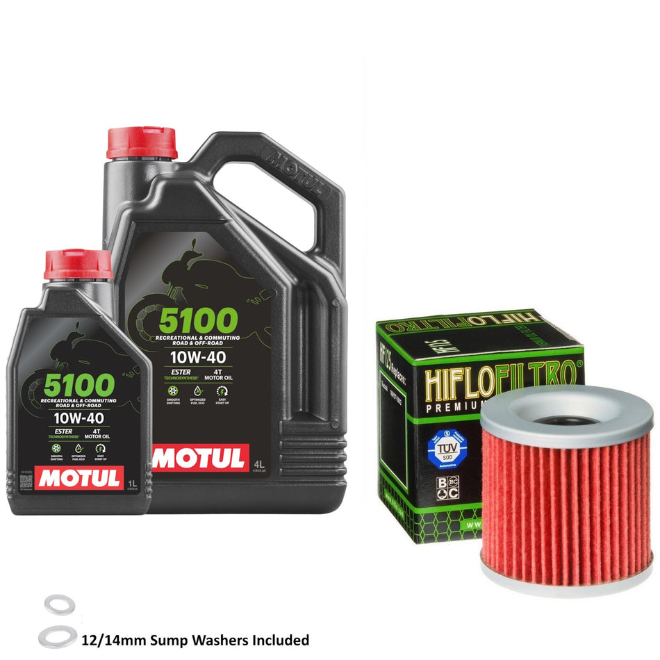 Motul 5100 10w40 5L Oil & HF125 Oil Filter Kit