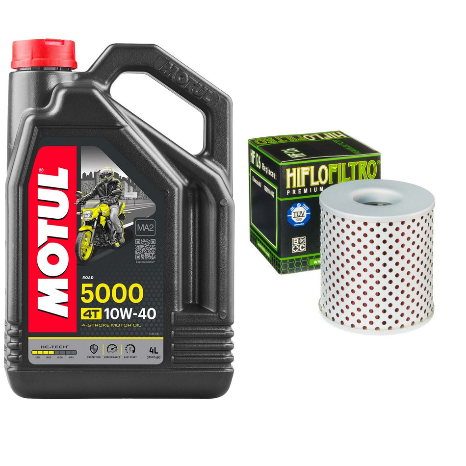 Motul 5000 10w40 4L Oil & HF126 Oil Filter Kit