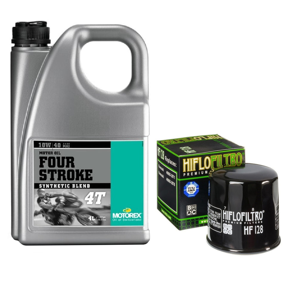 Motorex Four Stroke 10w40 4L Oil & HF128 Oil Filter Kit