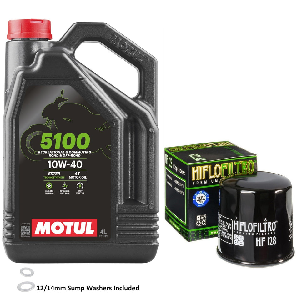 Motul 5100 10w40 4L Oil & HF128 Oil Filter Kit