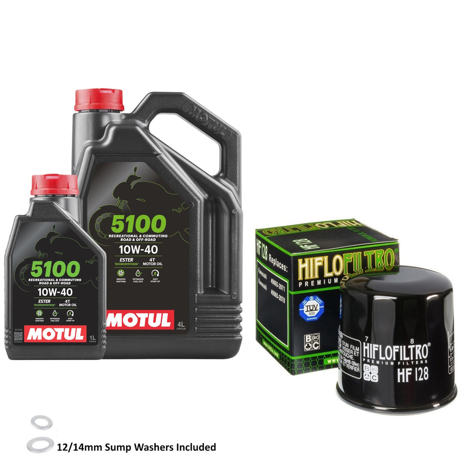 Motul 5100 10w40 5L Oil & HF128 Oil Filter Kit