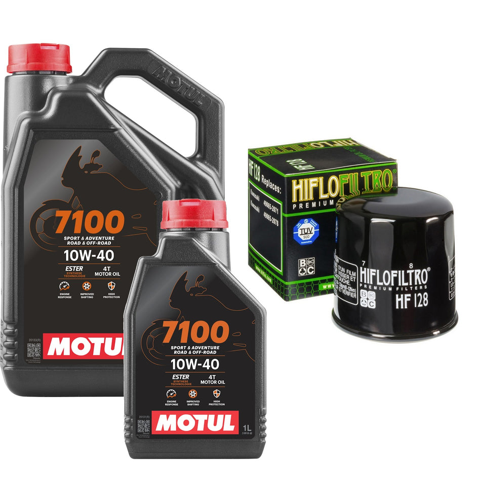 Motul 7100 10w40 5L Oil & HF128 Oil Filter Kit