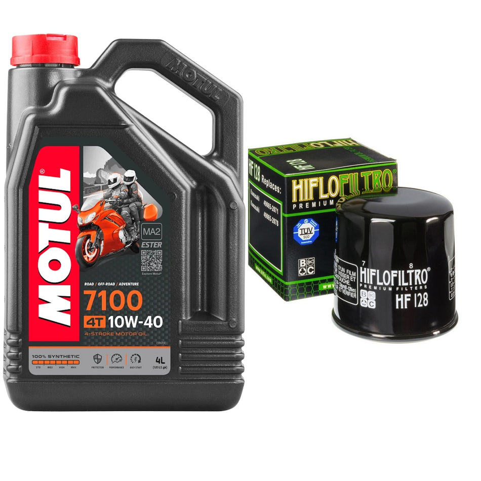 Motul 7100 10w40 4L Oil & HF128 Oil Filter Kit