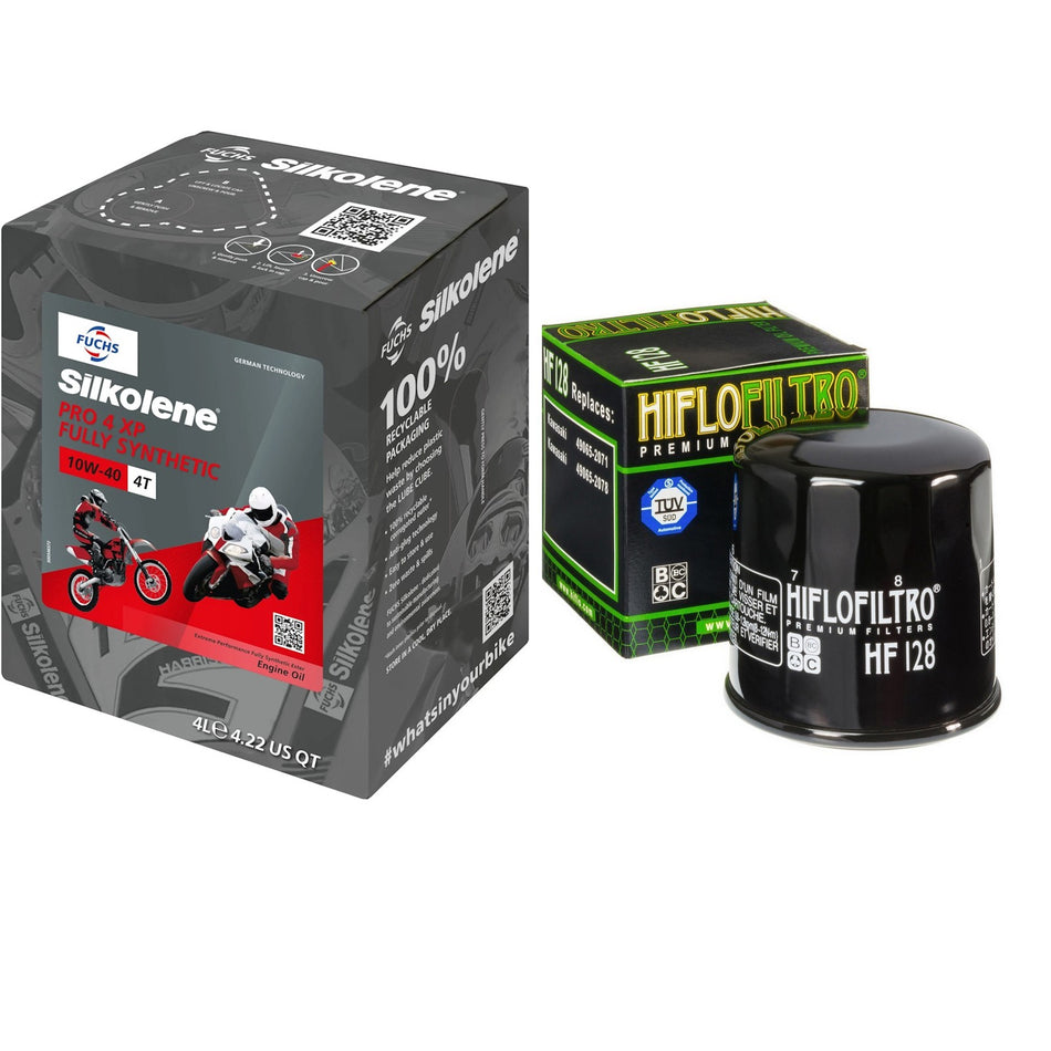 Silkolene Pro 4 10w40 4L Oil & HF128 Oil Filter Kit