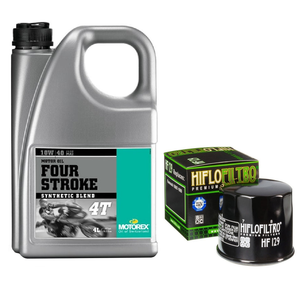 Motorex Four Stroke 10w40 4L Oil & HF129 Oil Filter Kit