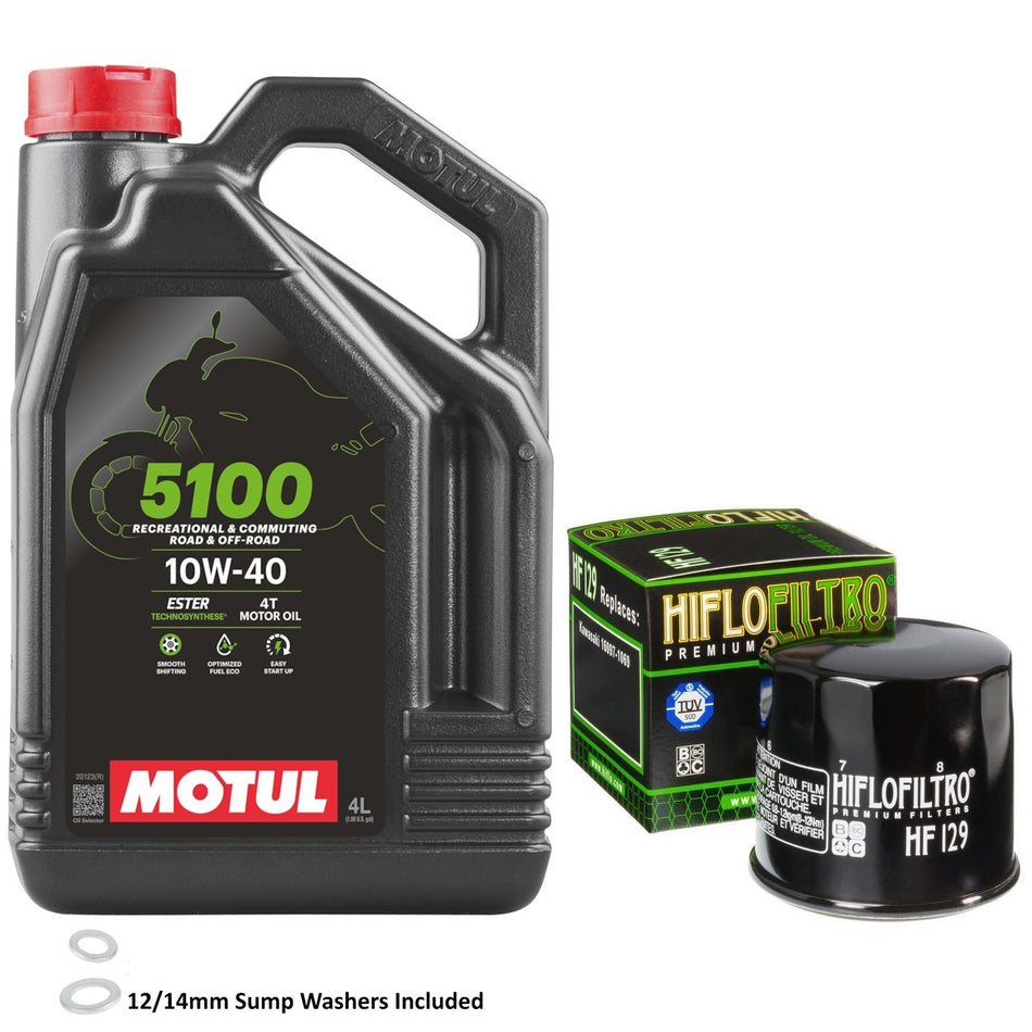 Motul 5100 10w40 4L Oil & HF129 Oil Filter Kit