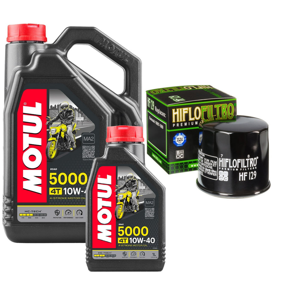 Motul 5000 10w40 5L Oil & HF129 Oil Filter Kit