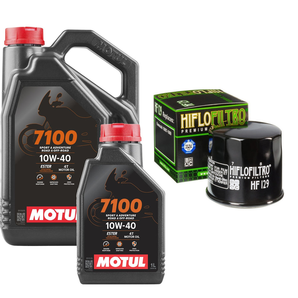 Motul 7100 10w40 5L Oil & HF129 Oil Filter Kit