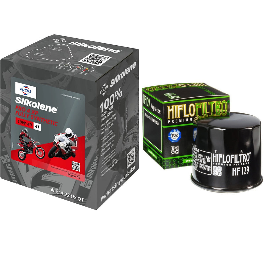 Silkolene Pro 4 10w40 4L Oil & HF129 Oil Filter Kit
