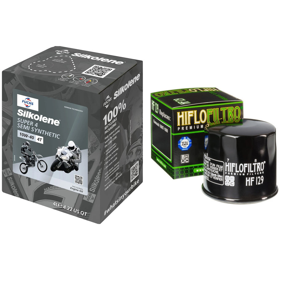 Silkolene Super4 10w40 4L Oil & HF129 Oil Filter Kit
