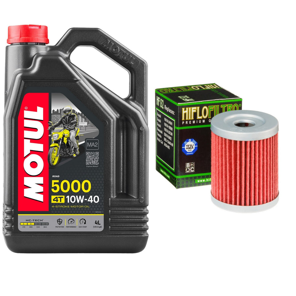 Motul 5000 10w40 4L Oil & HF132 Oil Filter Kit