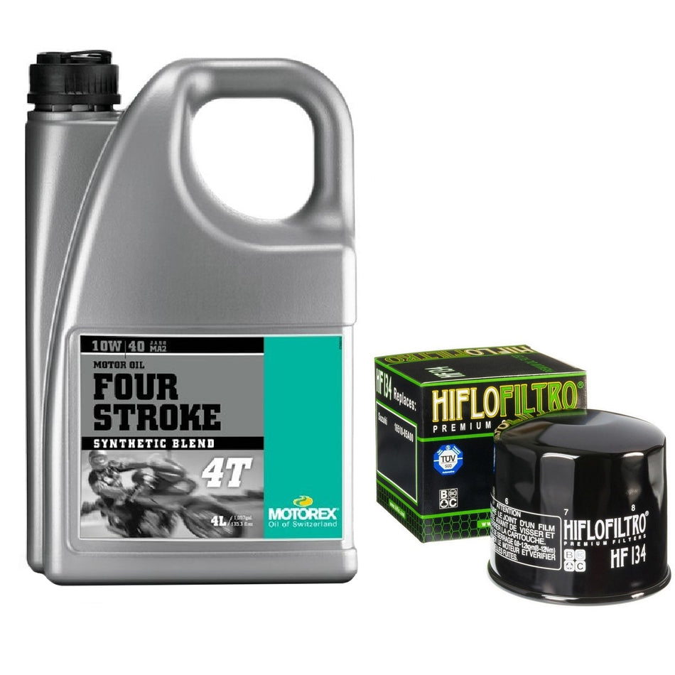 Motorex Four Stroke 10w40 4L Oil & HF134 Oil Filter Kit