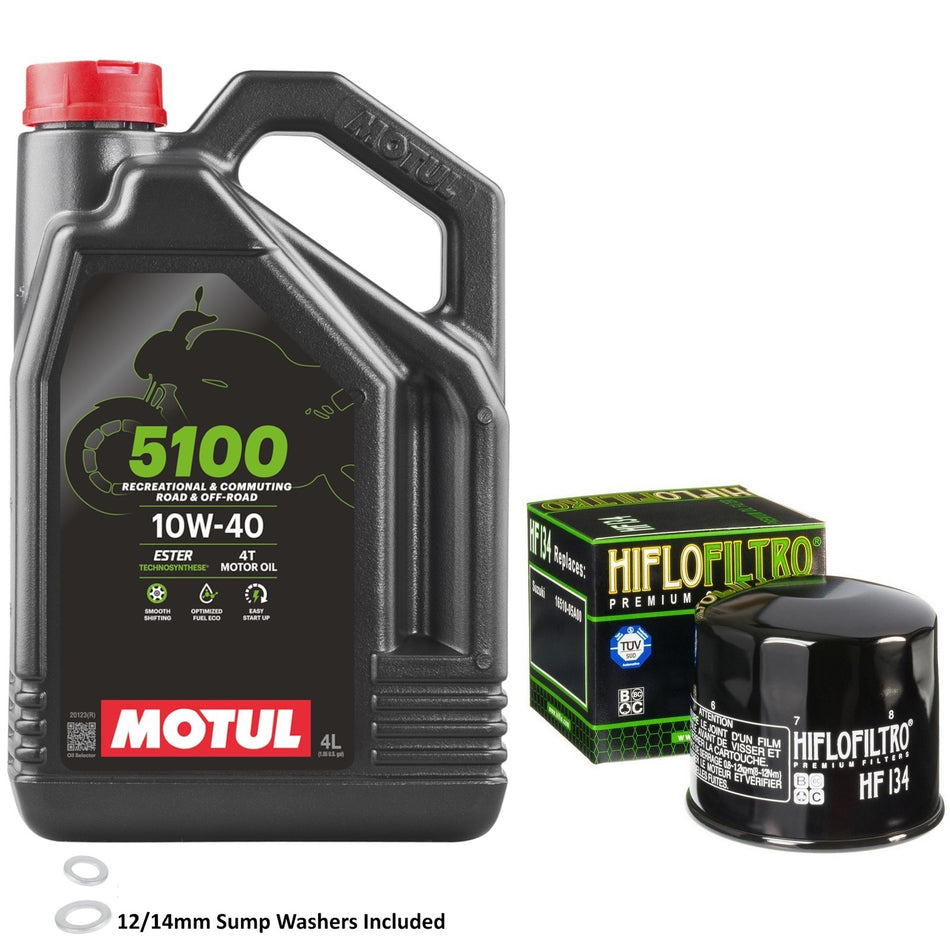 Motul 5100 10w40 4L Oil & HF134 Oil Filter Kit