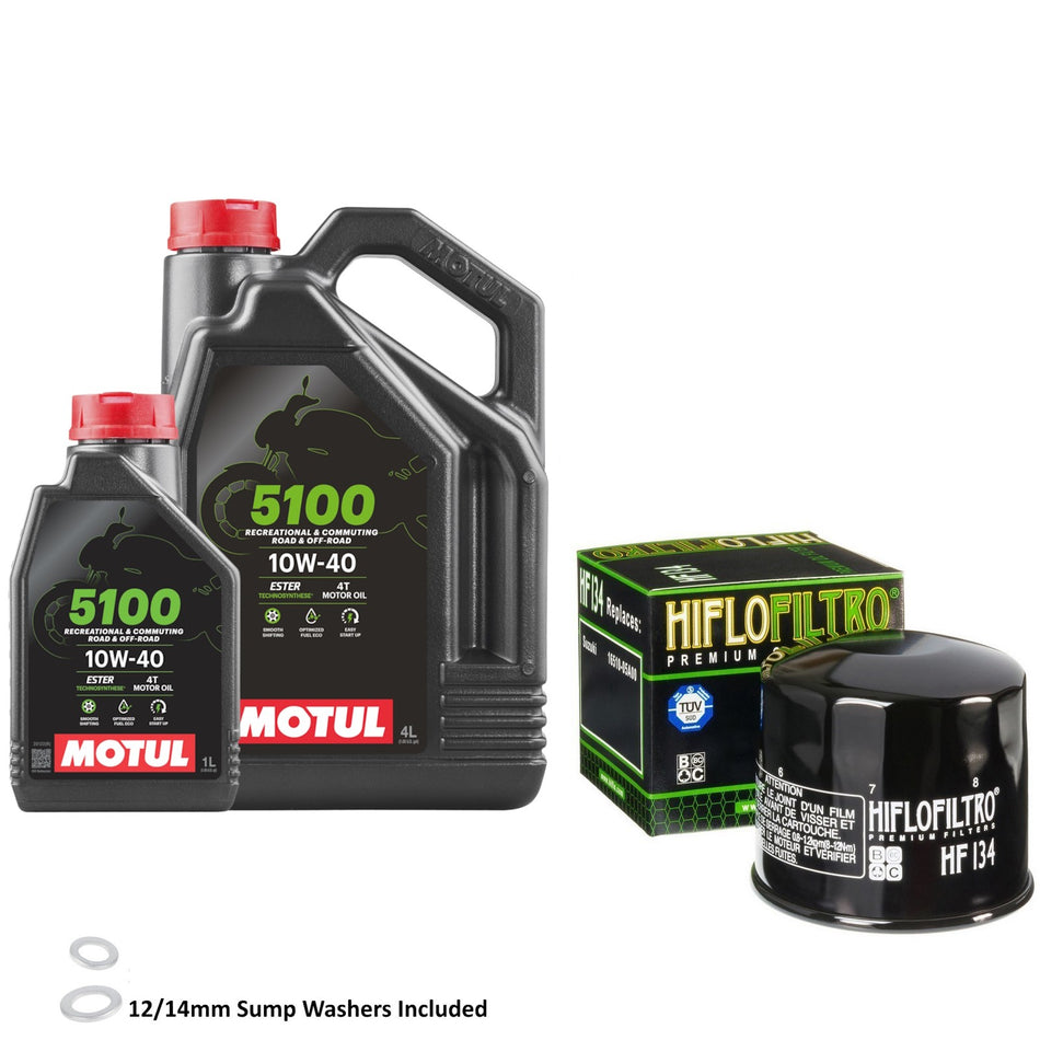 Motul 5100 10w40 5L Oil & HF134 Oil Filter Kit