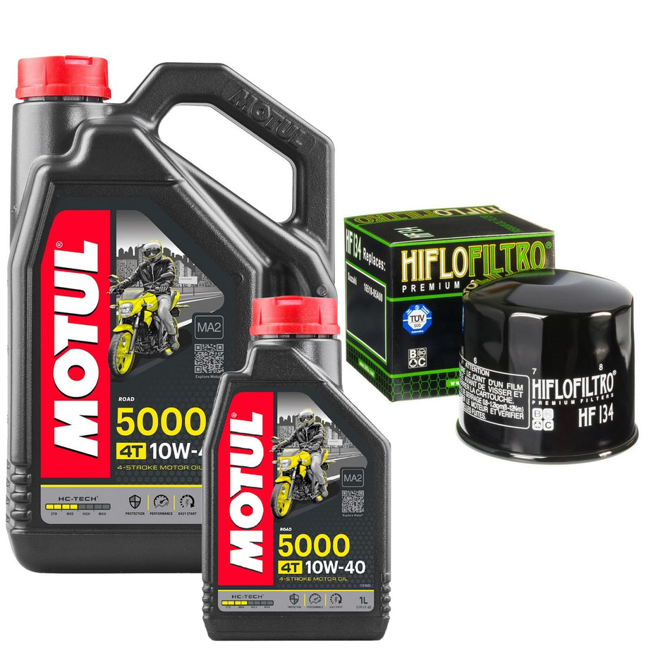 Motul 5000 10w40 5L Oil & HF134 Oil Filter Kit