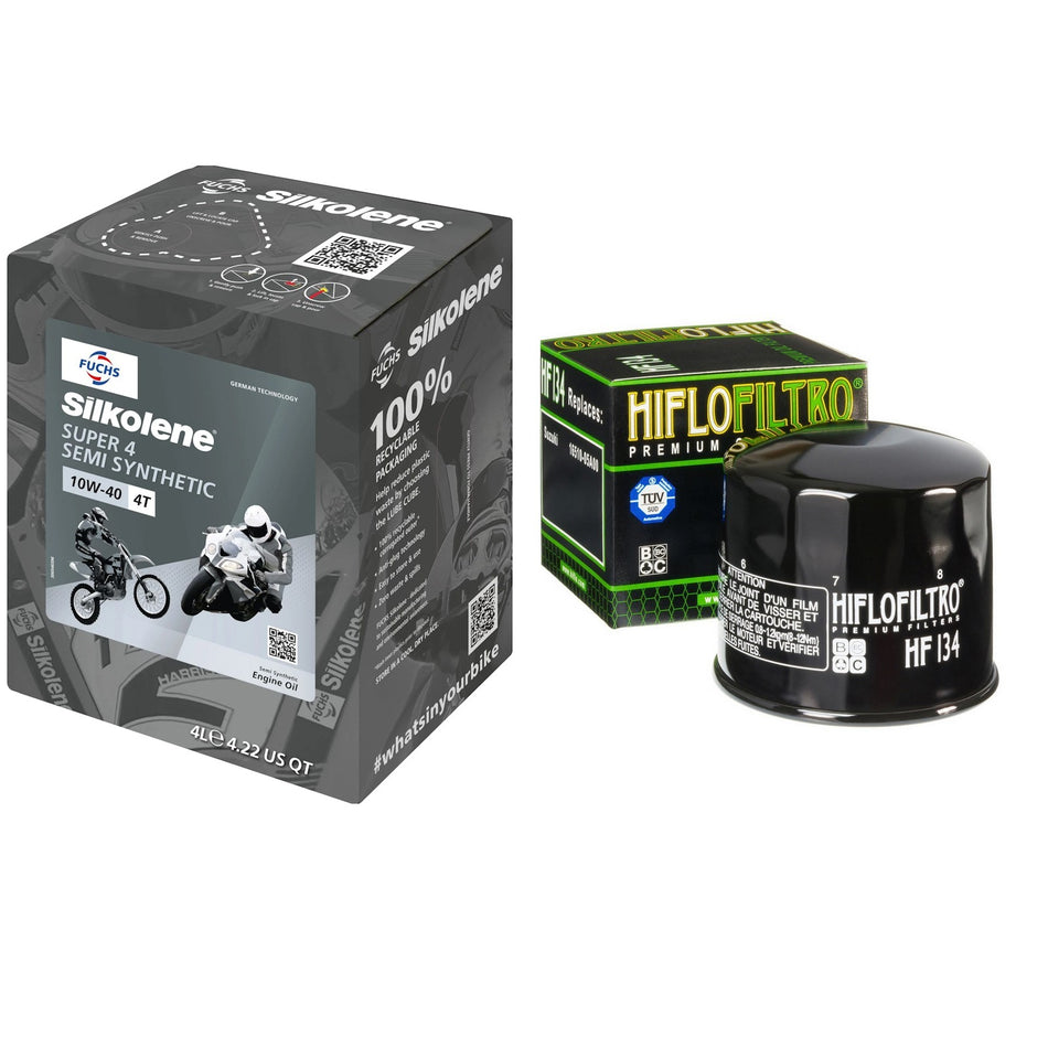 Silkolene Super4 10w40 4L Oil & HF134 Oil Filter Kit