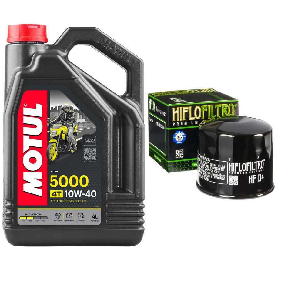 Motul 5000 10w40 4L Oil & HF134 Oil Filter Kit
