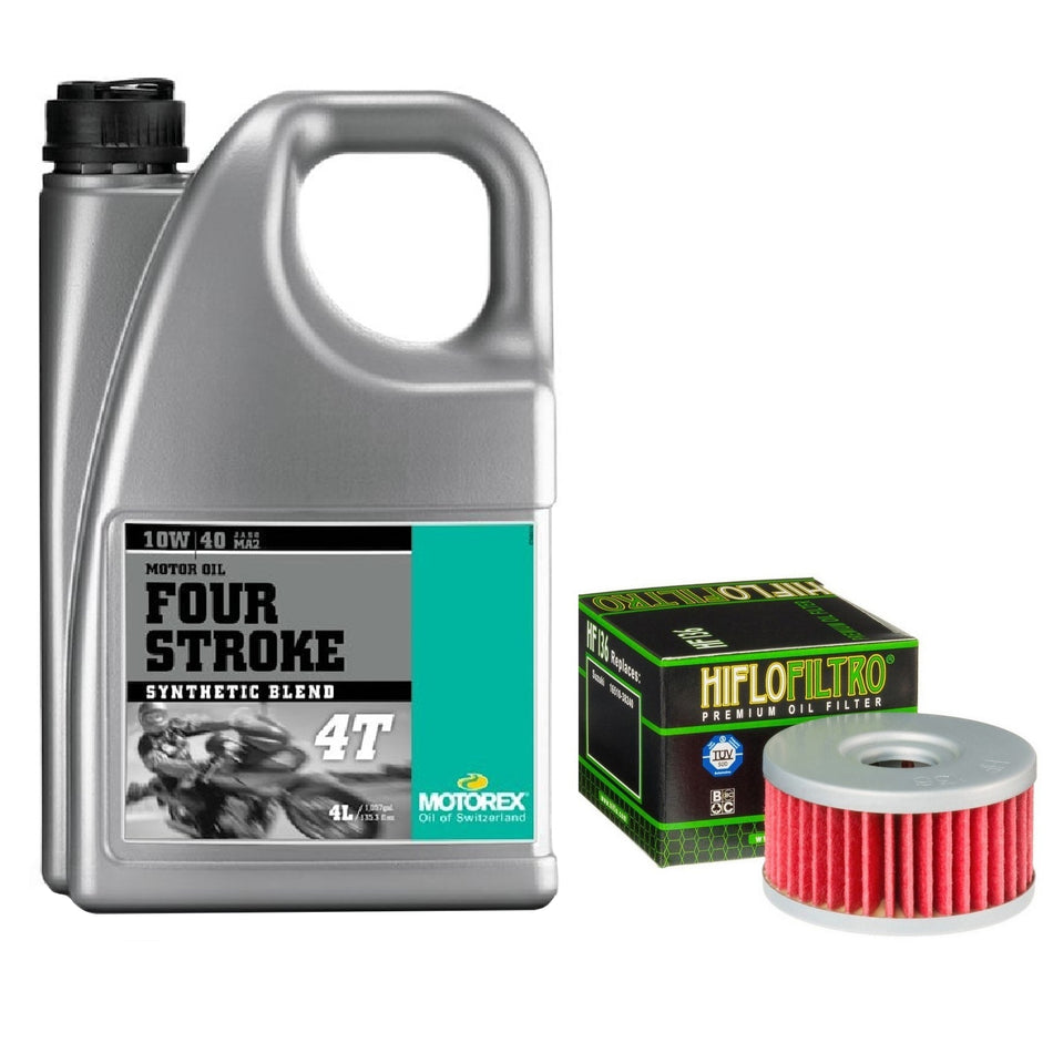 Motorex Four Stroke 10w40 4L Oil & HF136 Oil Filter Kit