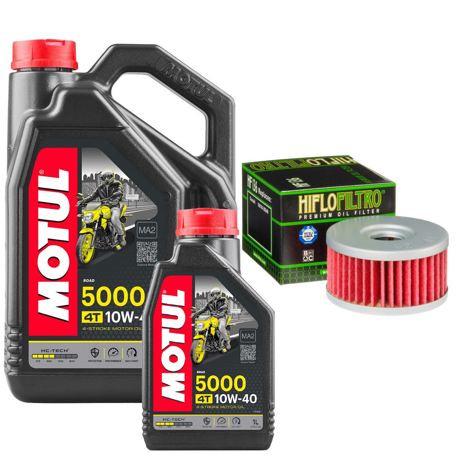Motul 5000 10w40 5L Oil & HF136 Oil Filter Kit