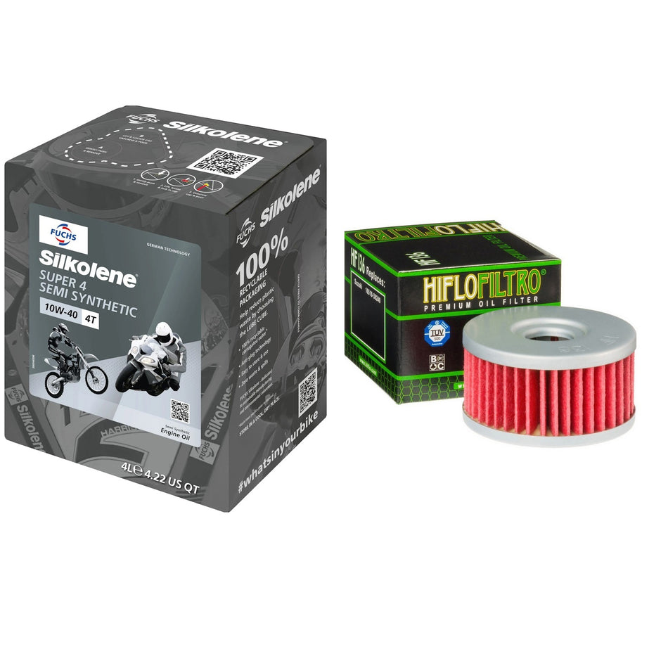 Silkolene Super4 10w40 4L Oil & HF136 Oil Filter Kit