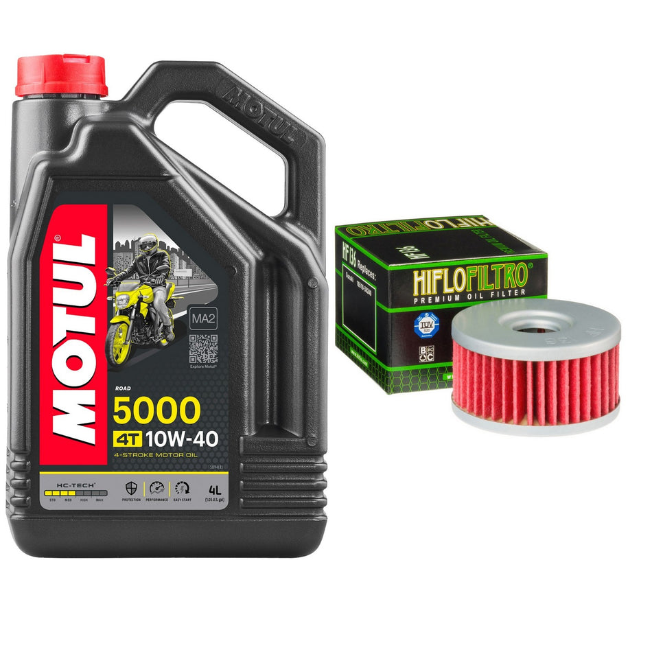 Motul 5000 10w40 4L Oil & HF136 Oil Filter Kit