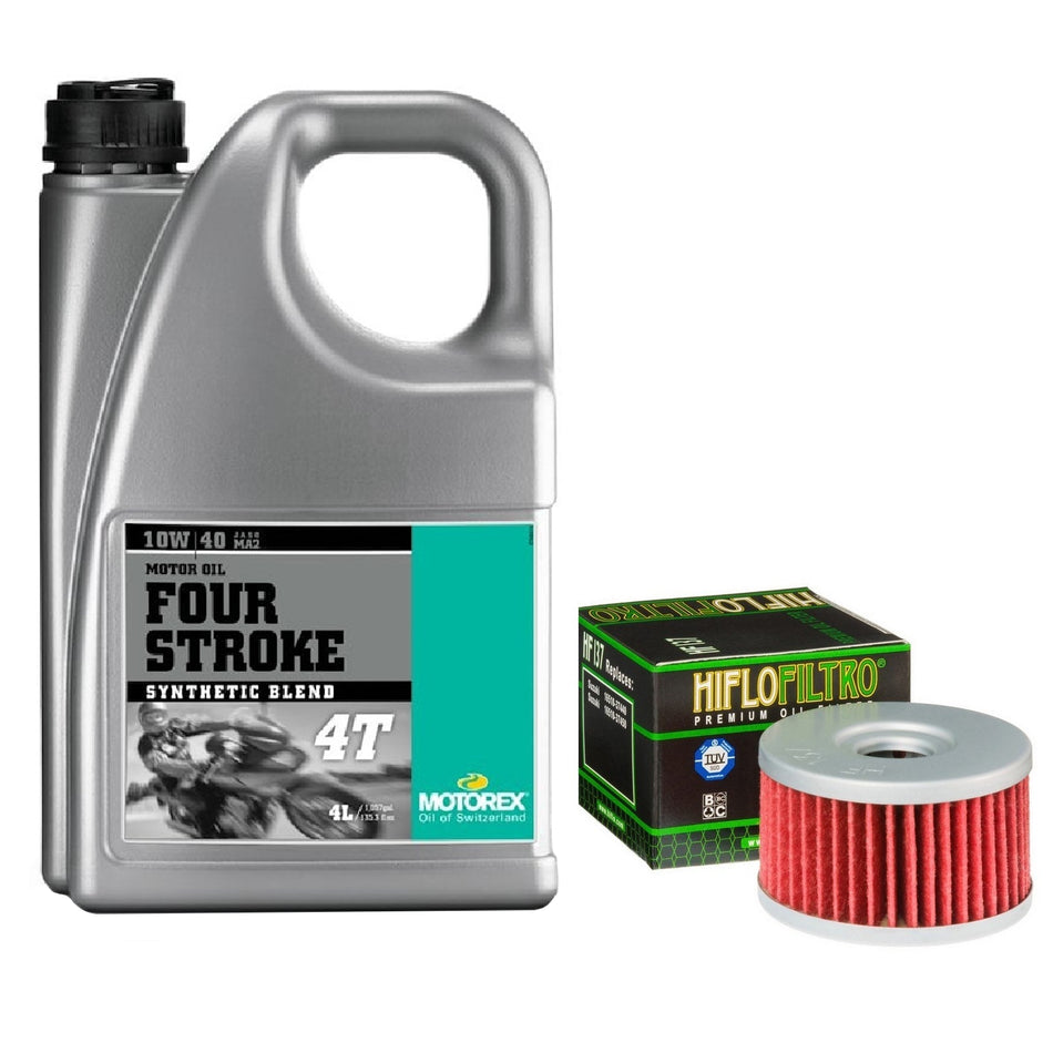 Motorex Four Stroke 10w40 4L Oil & HF137 Oil Filter Kit