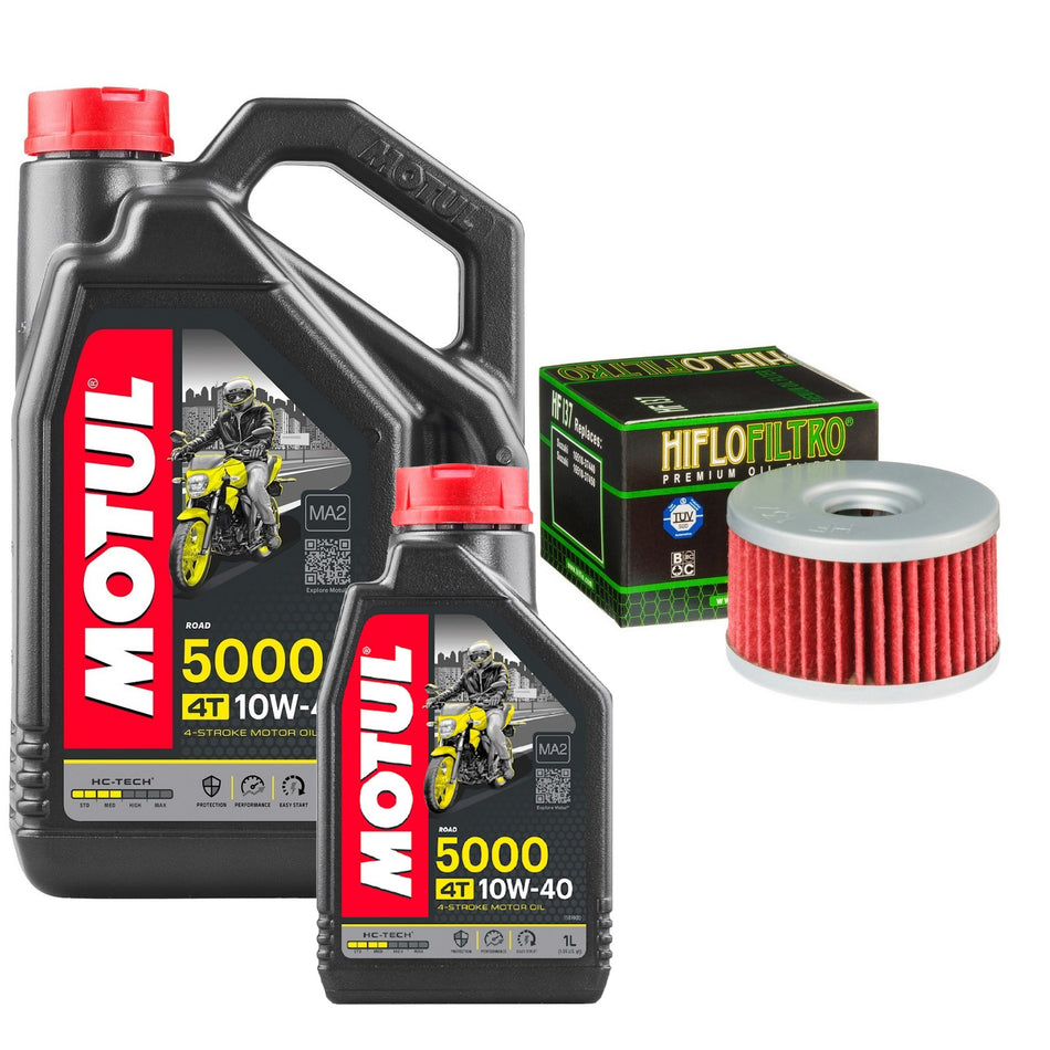 Motul 5000 10w40 5L Oil & HF137 Oil Filter Kit