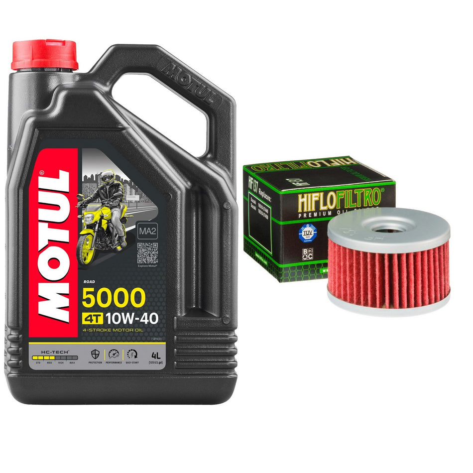 Motul 5000 10w40 4L Oil & HF137 Oil Filter Kit