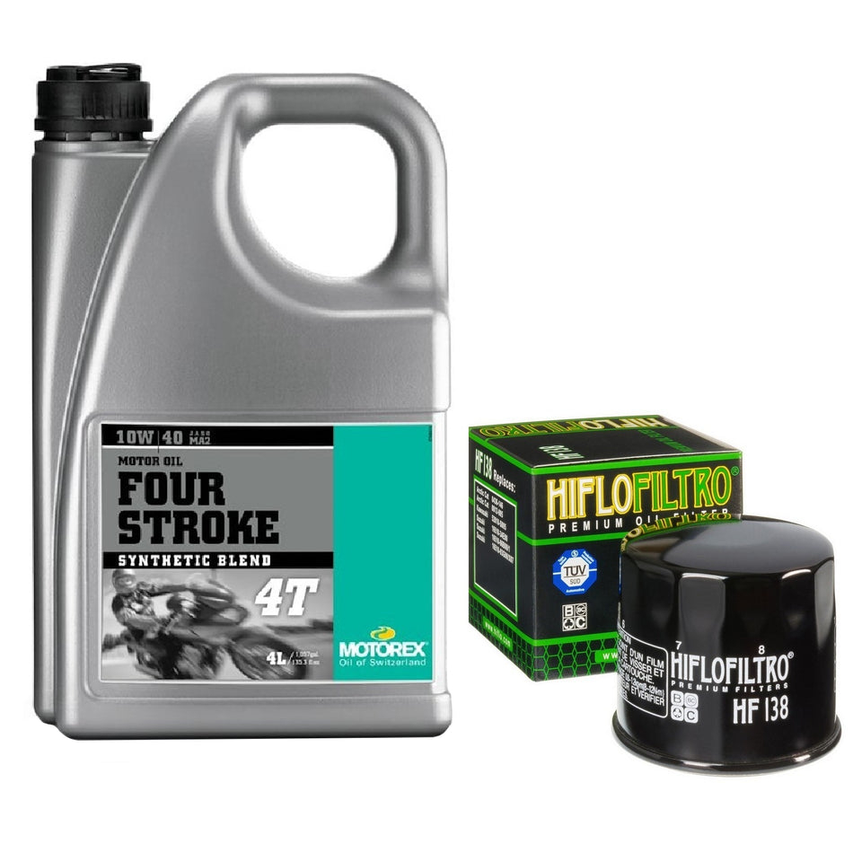 Motorex Four Stroke 10w40 4L Oil & HF138 Oil Filter Kit