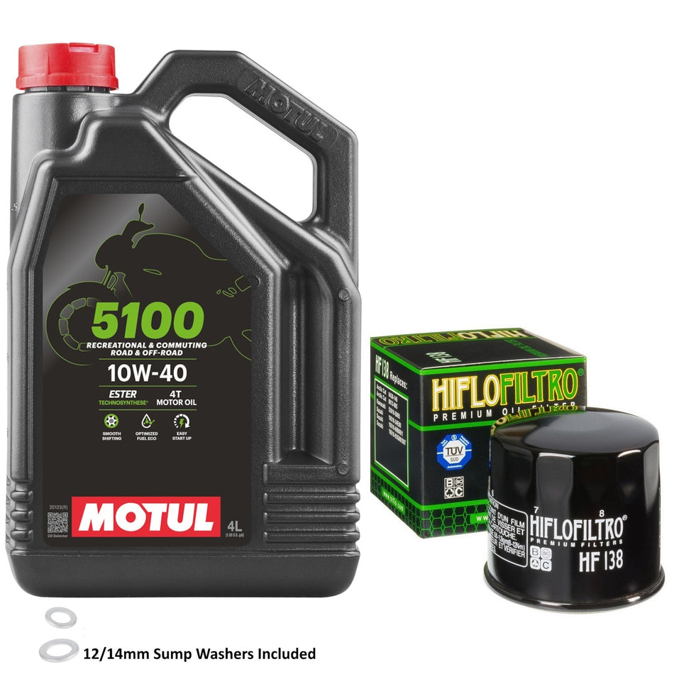 Motul 5100 10w40 4L Oil & HF138 Oil Filter Kit