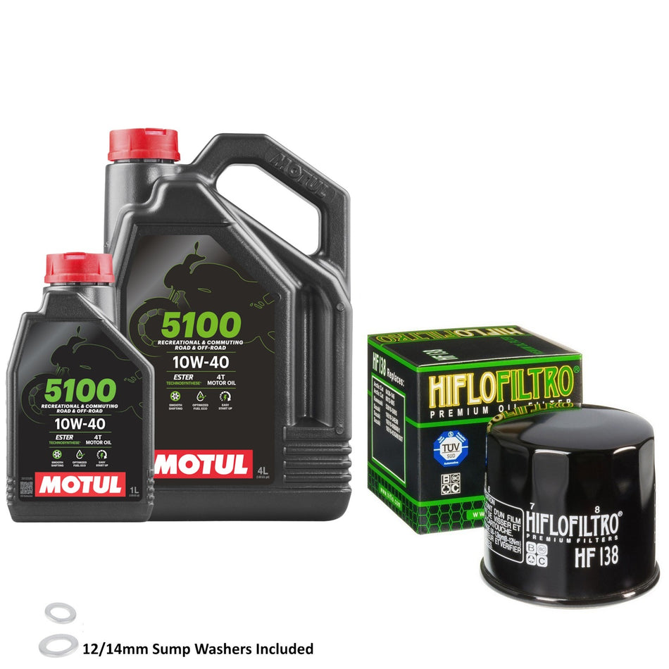 Motul 5100 10w40 5L Oil & HF138 Oil Filter Kit