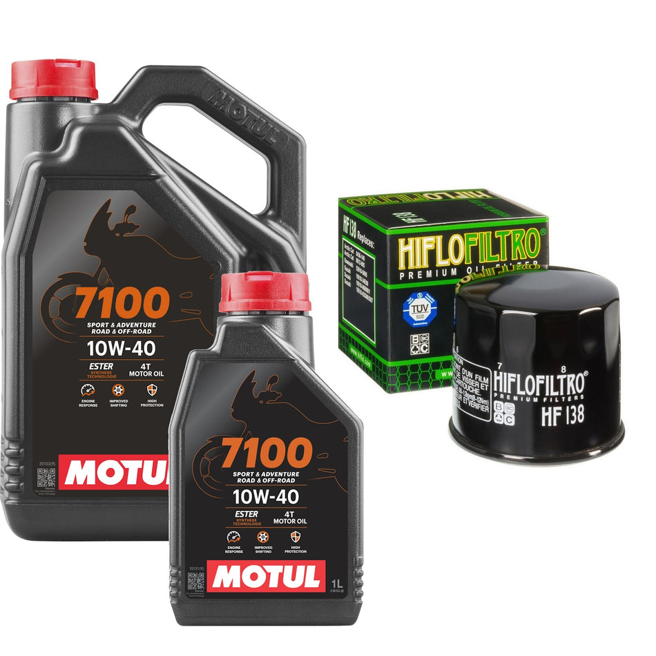 Motul 7100 10w40 5L Oil & HF138 Oil Filter Kit