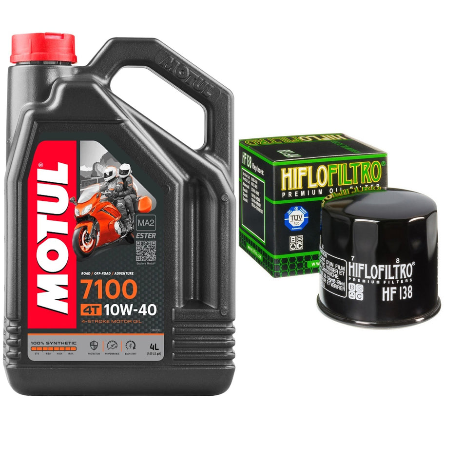 Motul 7100 10w40 4L Oil & HF138 Oil Filter Kit