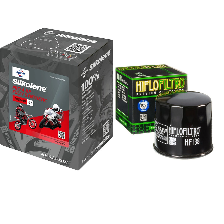 Silkolene Pro 4 10w40 4L Oil & HF138 Oil Filter Kit