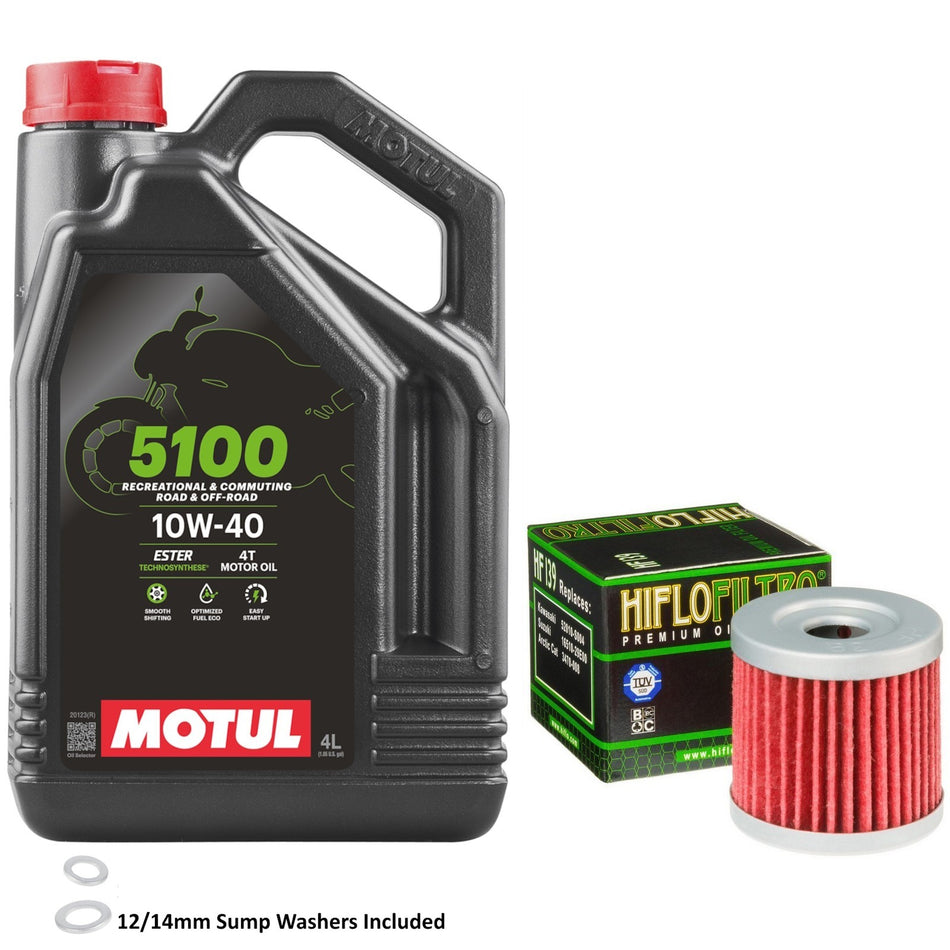 Motul 5100 10w40 4L Oil & HF139 Oil Filter Kit