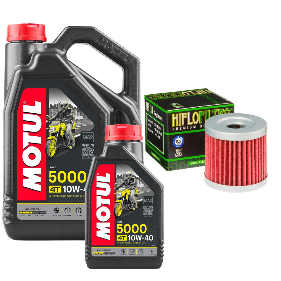 Motul 5000 10w40 5L Oil & HF139 Oil Filter Kit