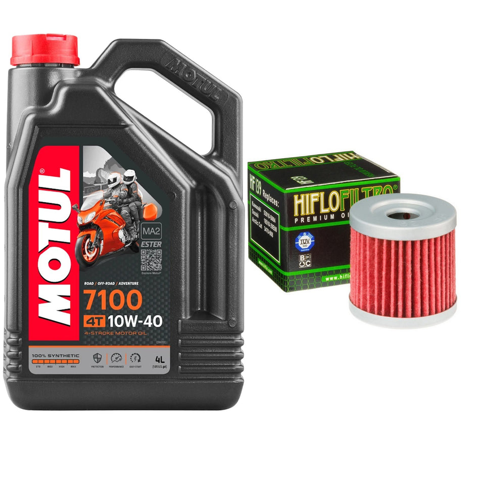 Motul 7100 10w40 4L Oil & HF139 Oil Filter Kit