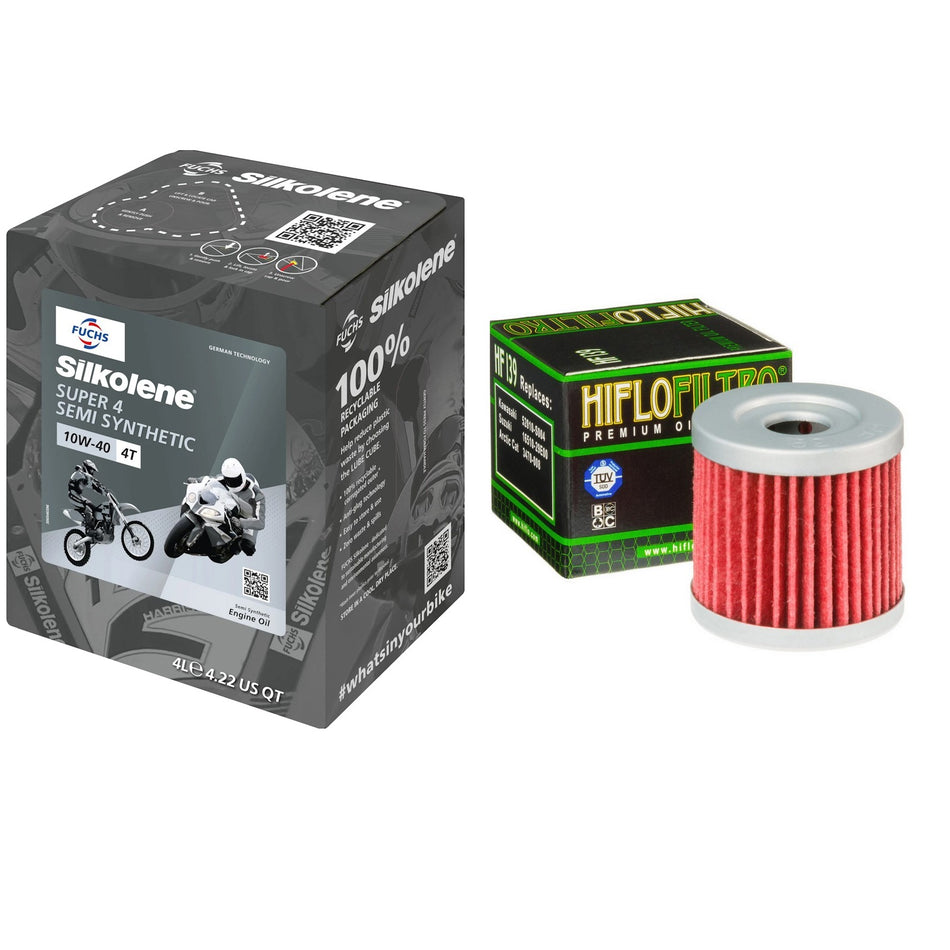 Silkolene Super4 10w40 4L Oil & HF139 Oil Filter Kit