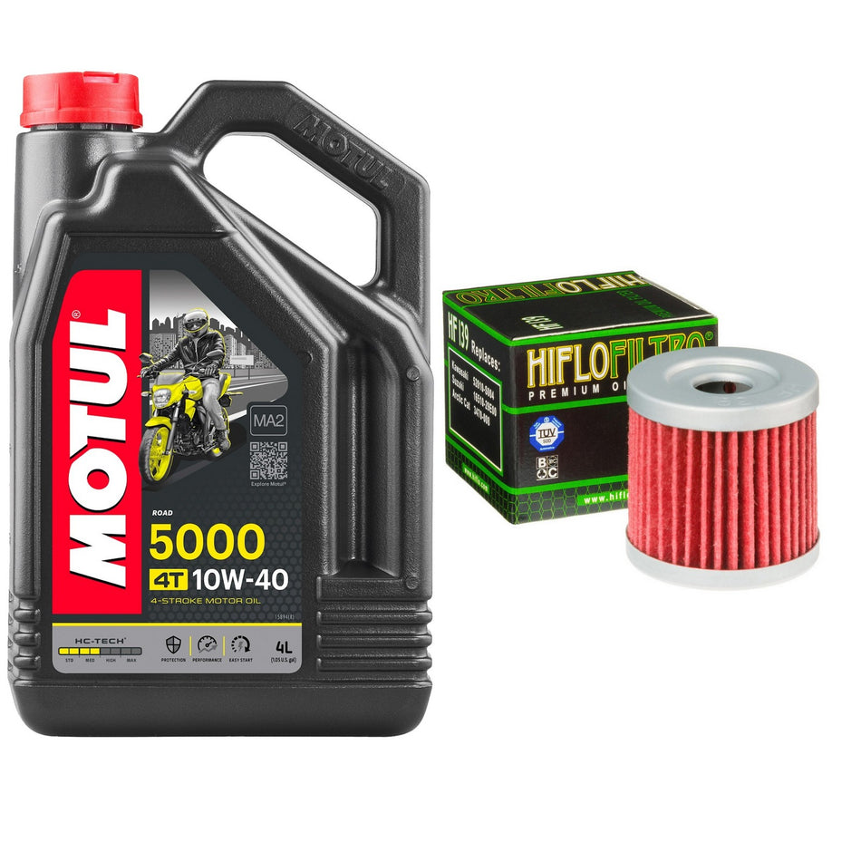 Motul 5000 10w40 4L Oil & HF139 Oil Filter Kit