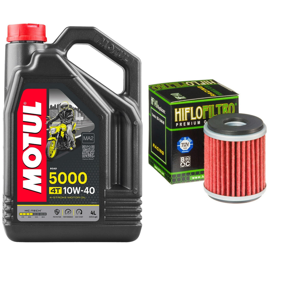 Motul 5000 10w40 4L Oil & HF140 Oil Filter Kit