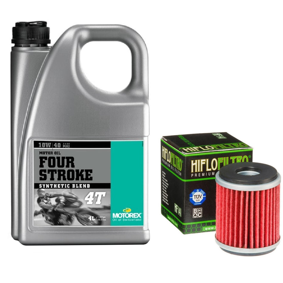 Motorex Four Stroke 10w40 4L Oil & HF141 Oil Filter Kit