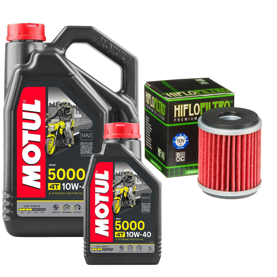 Motul 5000 10w40 5L Oil & HF141 Oil Filter Kit